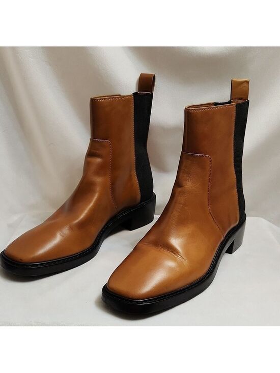 Tory Burch Shoes - Tory Burch Chelsea Brown Black Leather Heeled Ankle Boots (W Size 10)